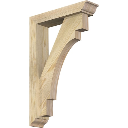 Ekena Millwork Merced Traditional Rough Sawn Bracket w/ Offset Brace, Douglas Fir, 4"W x 16"D x 24"H BKT0402X16X24MRC01RDF